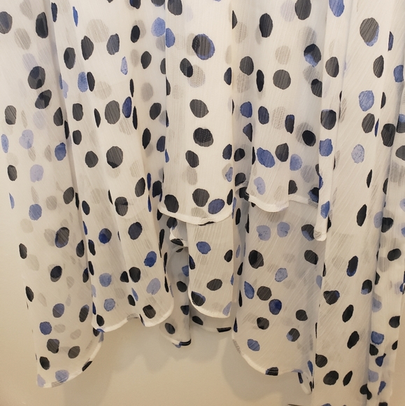 DKNY Polka Dot Lined Faux Wrap High-Low Midi Dress Womens Size 14 - Picture 9 of 13